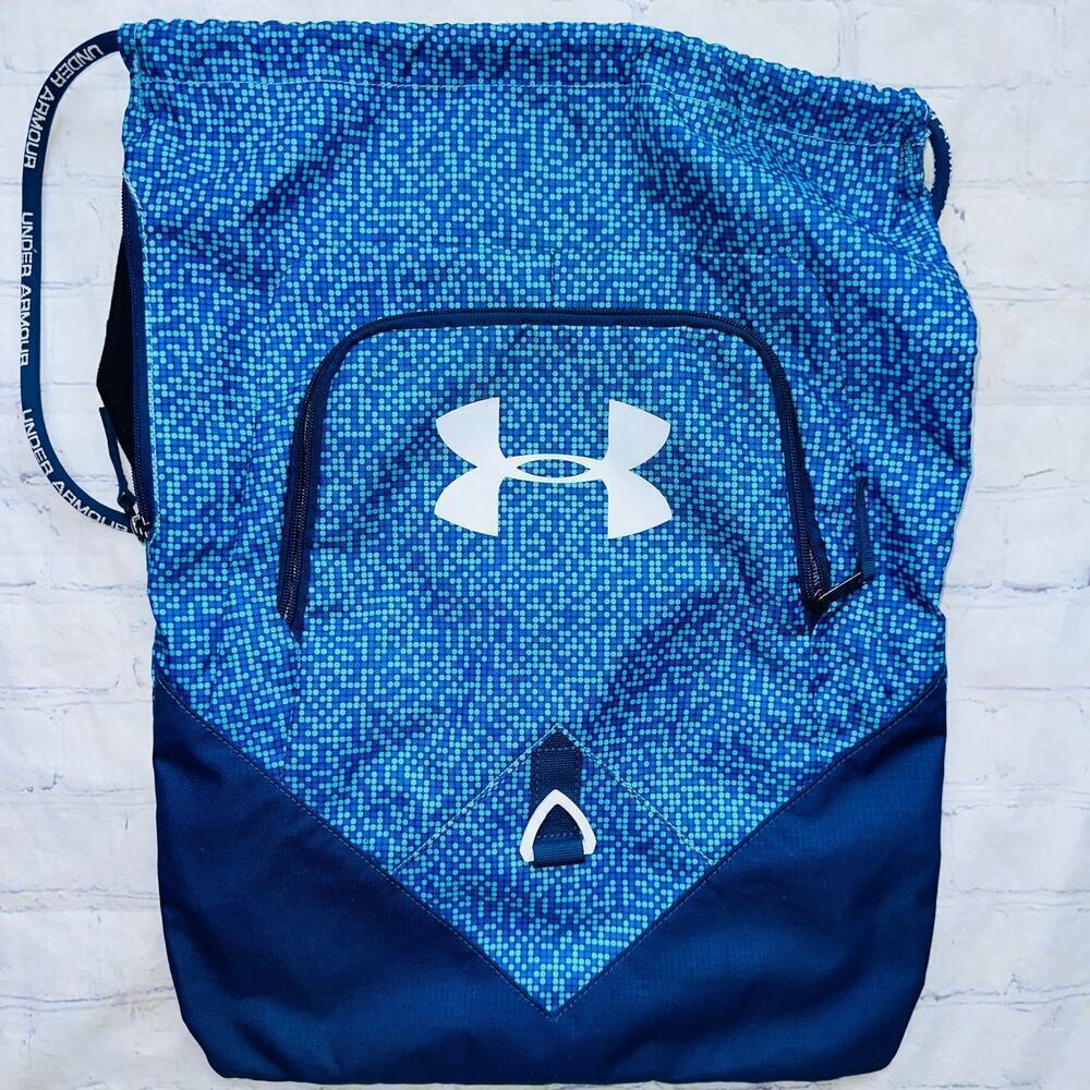 EUC Under Armour Blue Dots Sling Drawstring Bag/Backpack
